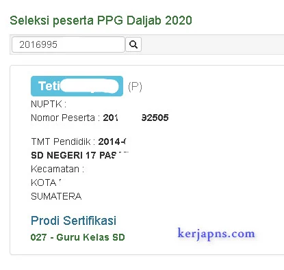 Nomor peserta ppg prajabatan yang mana