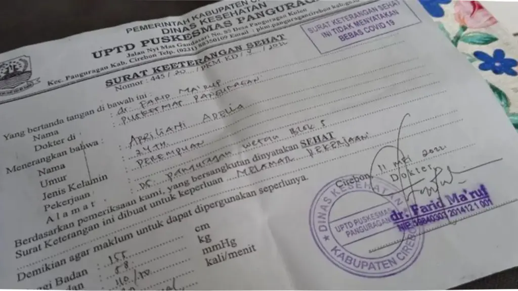 Peran Surat Keterangan Sehat